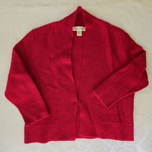Marisa Christina 100% Merino Wool Vibrant Red Cardigan Sweater Size L